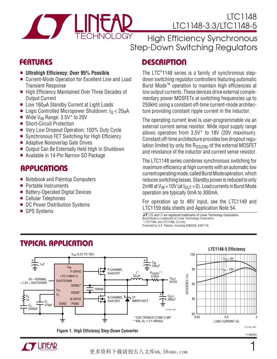 IC封装资料_电源管理芯片_LTC1148CS-3.3_TRPBF.pdf_第1页