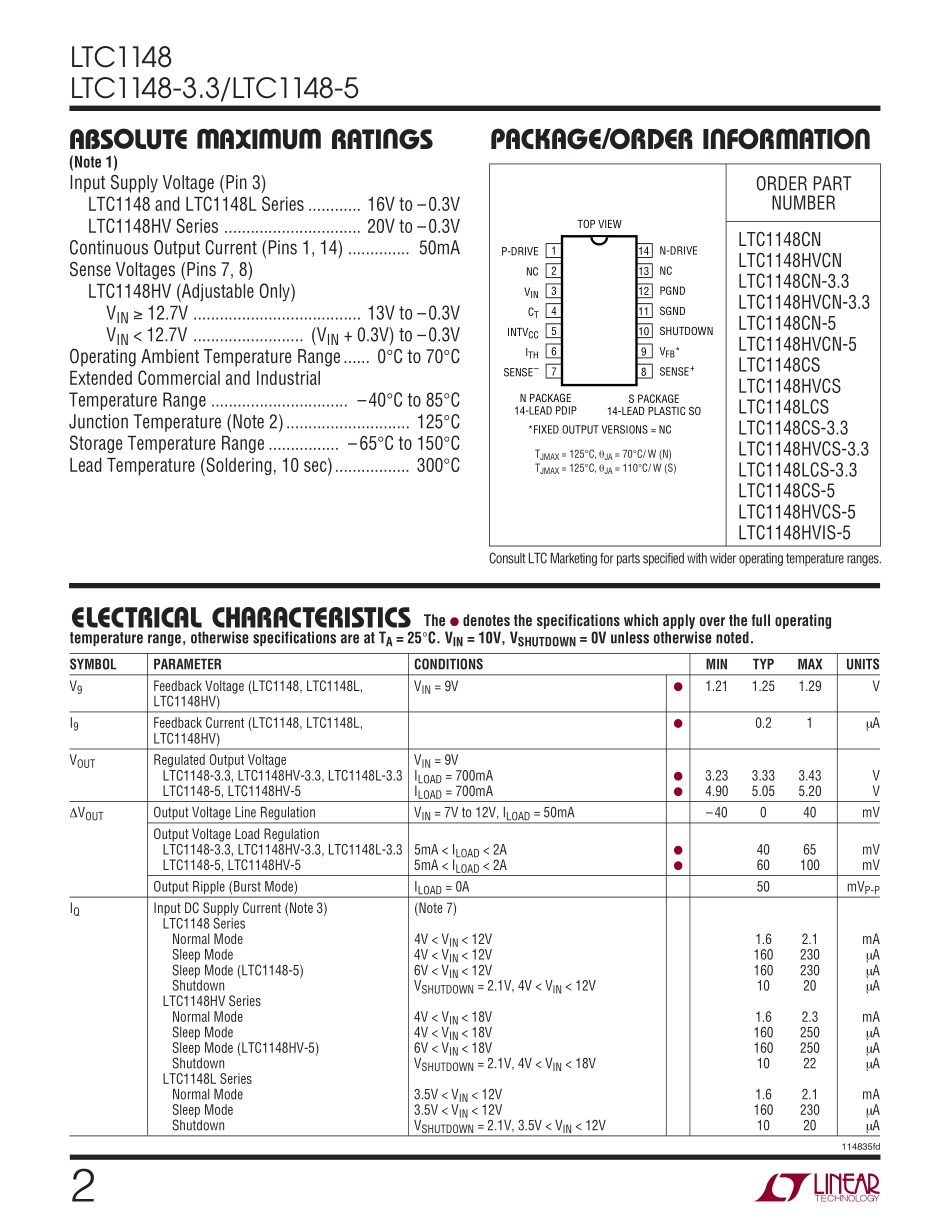 IC封装资料_电源管理芯片_LTC1148CS-3.3_TRPBF.pdf_第2页