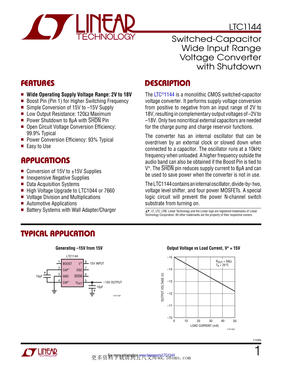 IC封装资料_电源管理芯片_LTC1144CS8_TRPBF.pdf_第1页