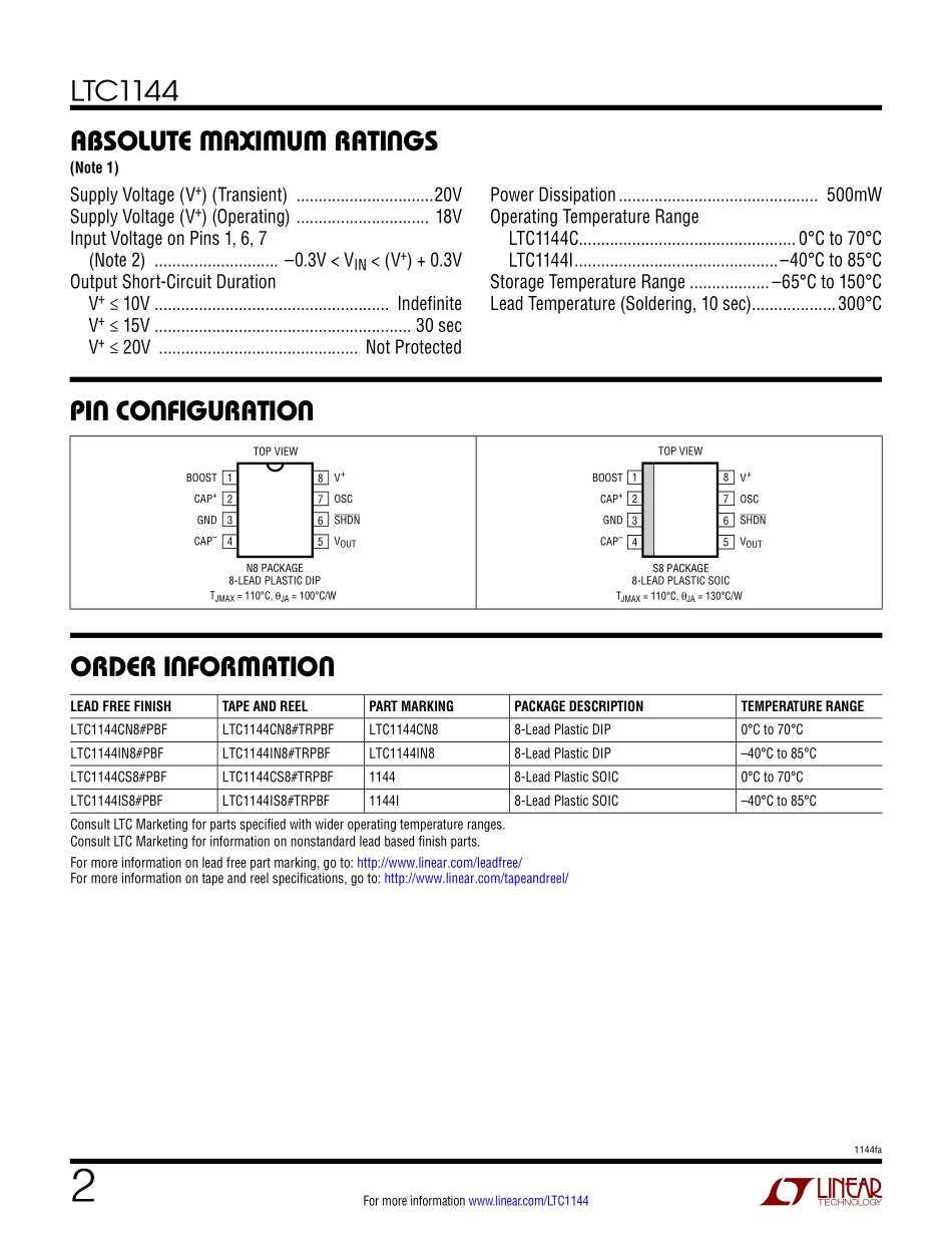 IC封装资料_电源管理芯片_LTC1144CS8_TRPBF.pdf_第2页