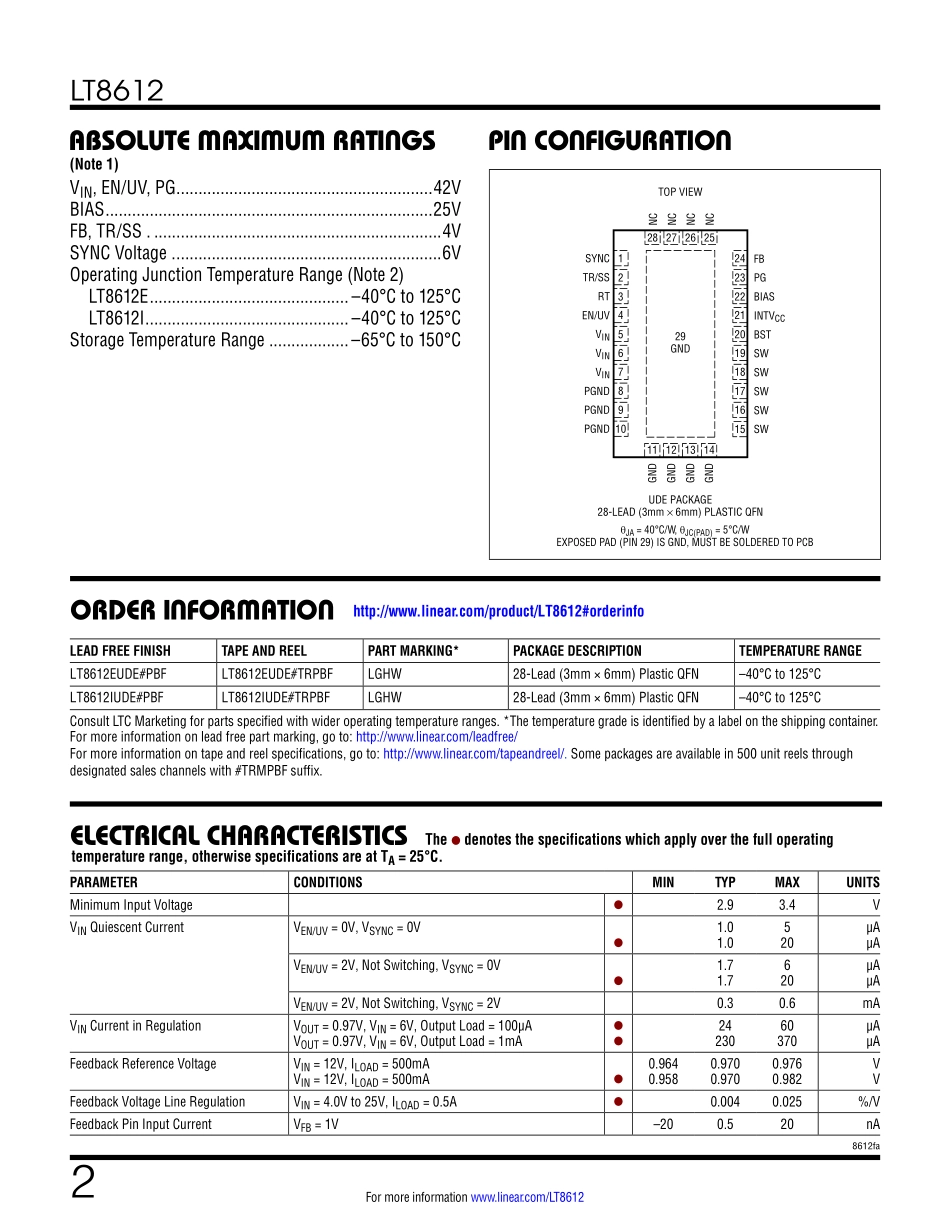 IC封装资料_电源管理芯片_LT8612EUDE_TRPBF.pdf_第2页