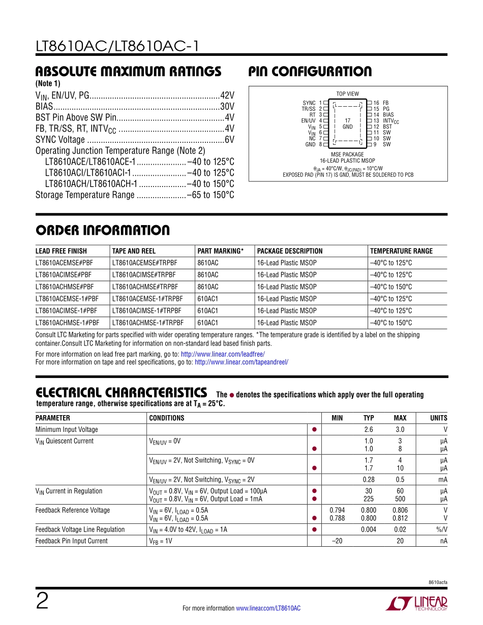 IC封装资料_电源管理芯片_LT8610ACEMSE_TRPBF.pdf_第2页