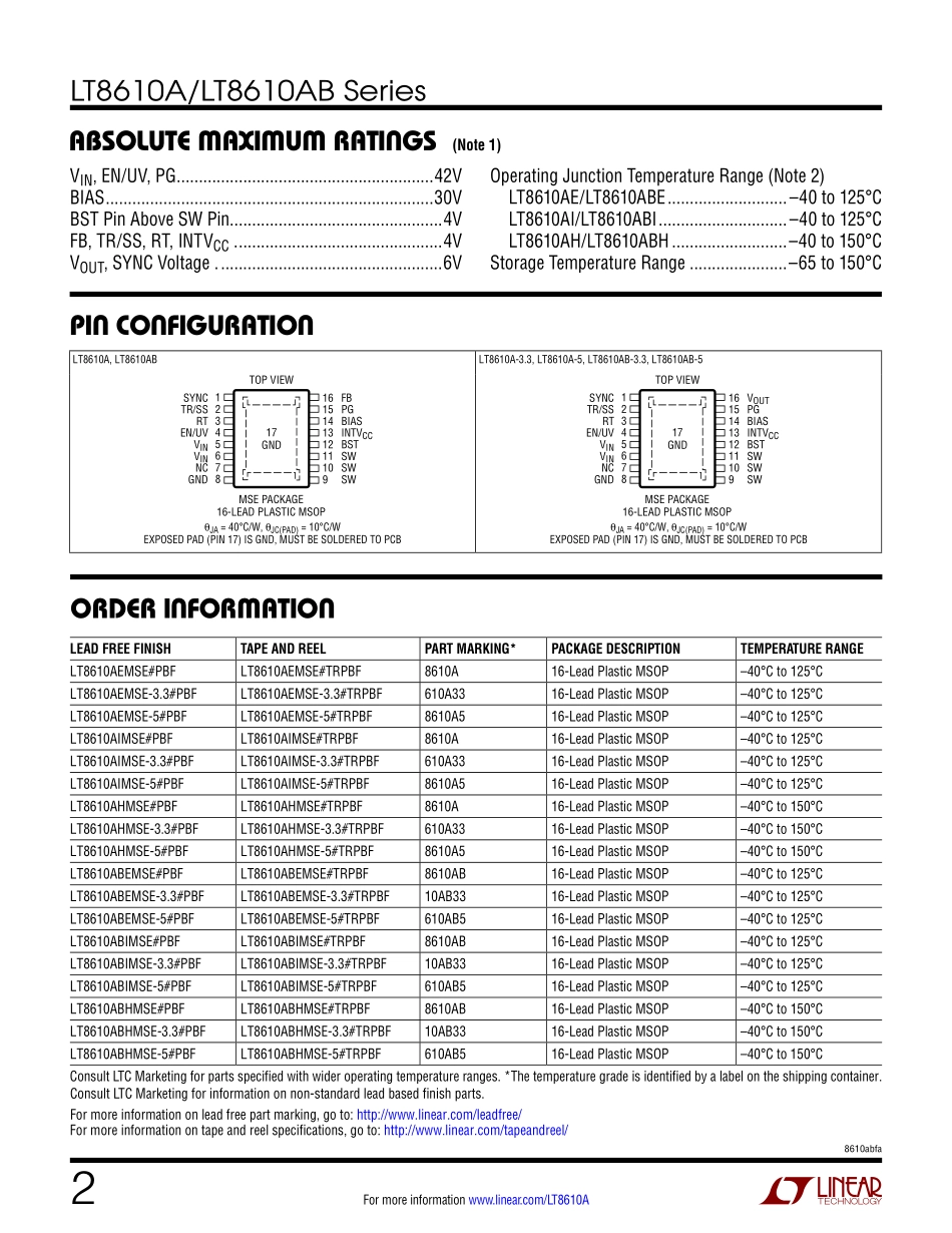 IC封装资料_电源管理芯片_LT8610AIMSE_TRPBF.pdf_第2页