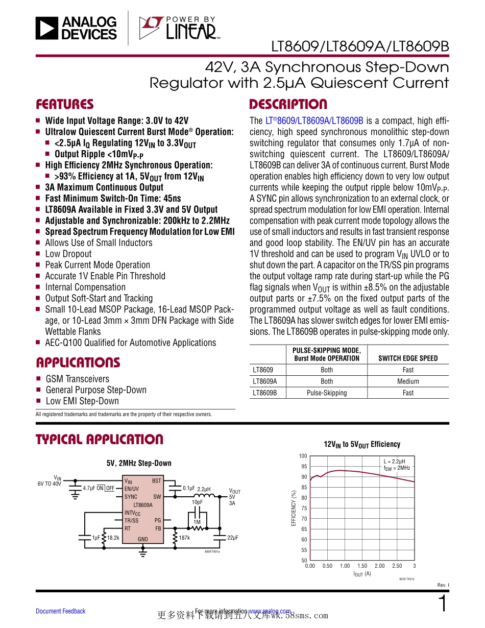 IC封装资料_电源管理芯片_LT8609EMSE_TRPBF.pdf_第1页