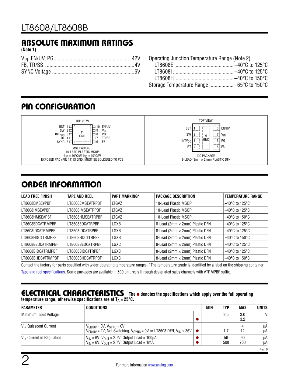 IC封装资料_电源管理芯片_LT8608EMSE_TRPBF.pdf_第2页