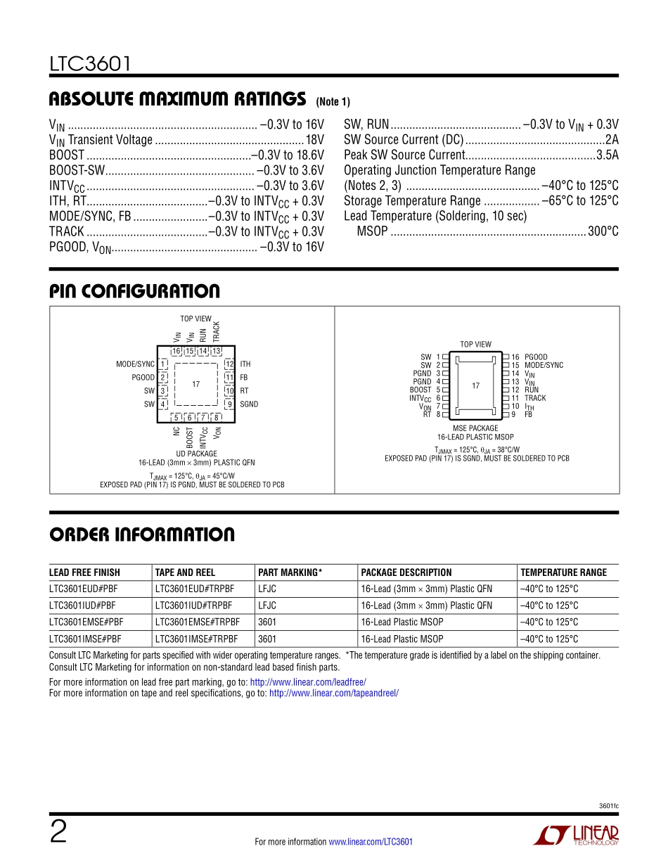 IC封装资料_电源管理芯片_LTC3601EUD_TRPBF.pdf_第2页