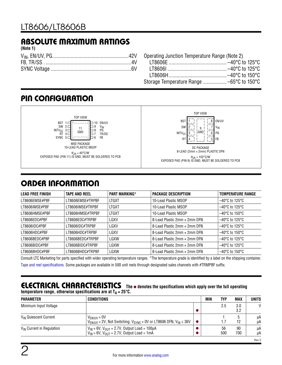 IC封装资料_电源管理芯片_LT8606IMSE_PBF.pdf_第2页