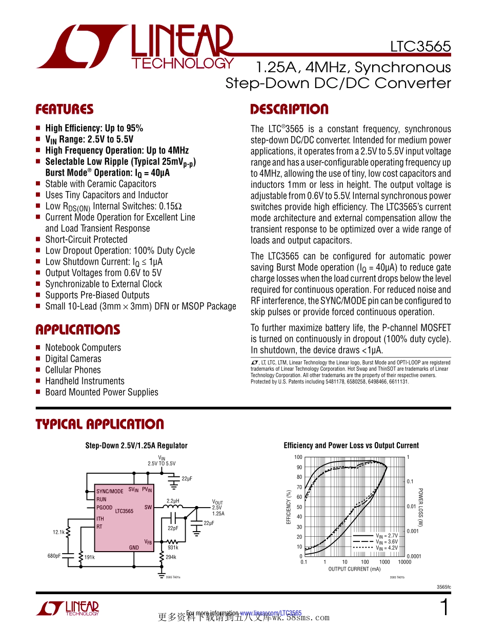 IC封装资料_电源管理芯片_LTC3565EDD_PBF.pdf_第1页