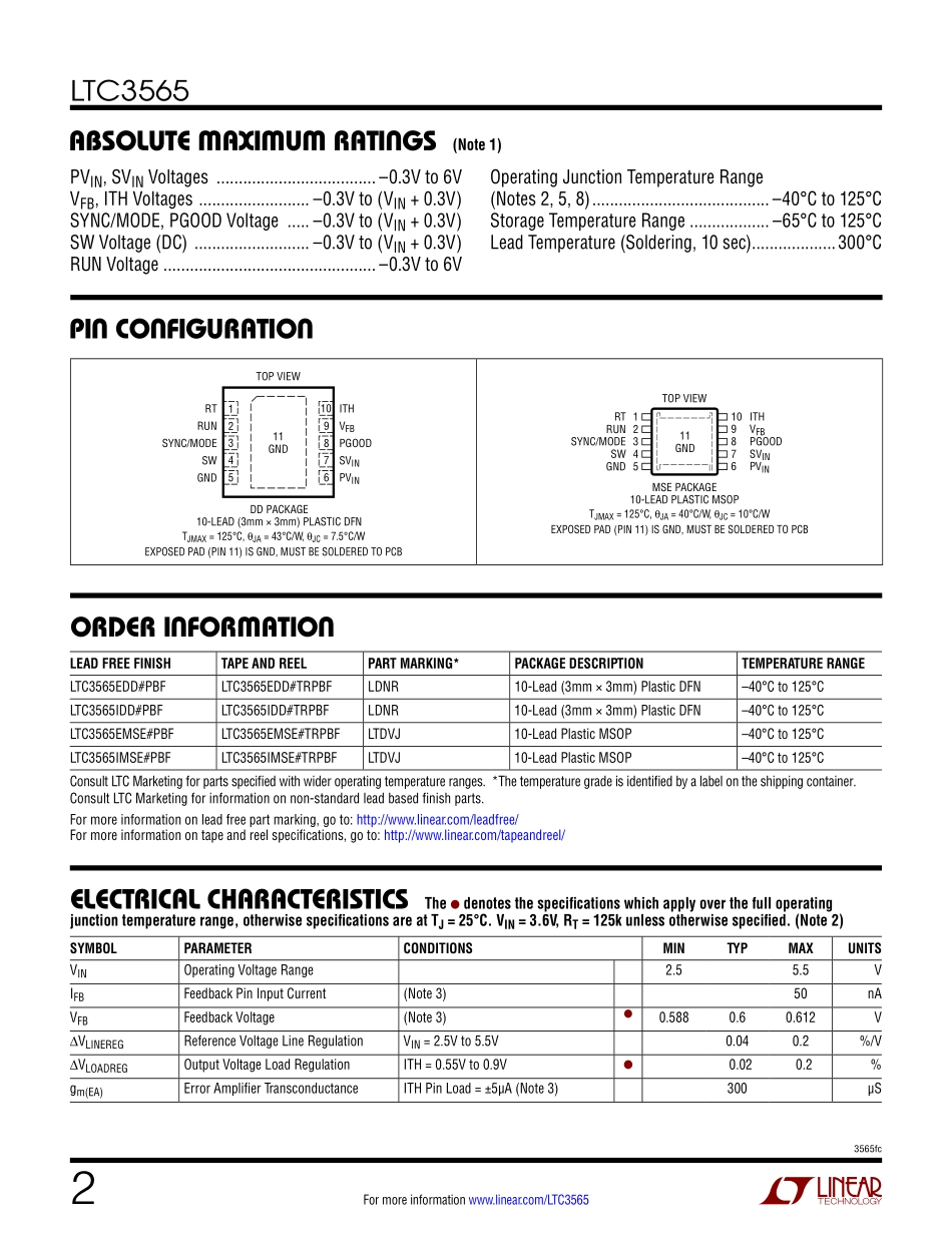 IC封装资料_电源管理芯片_LTC3565EDD_PBF.pdf_第2页