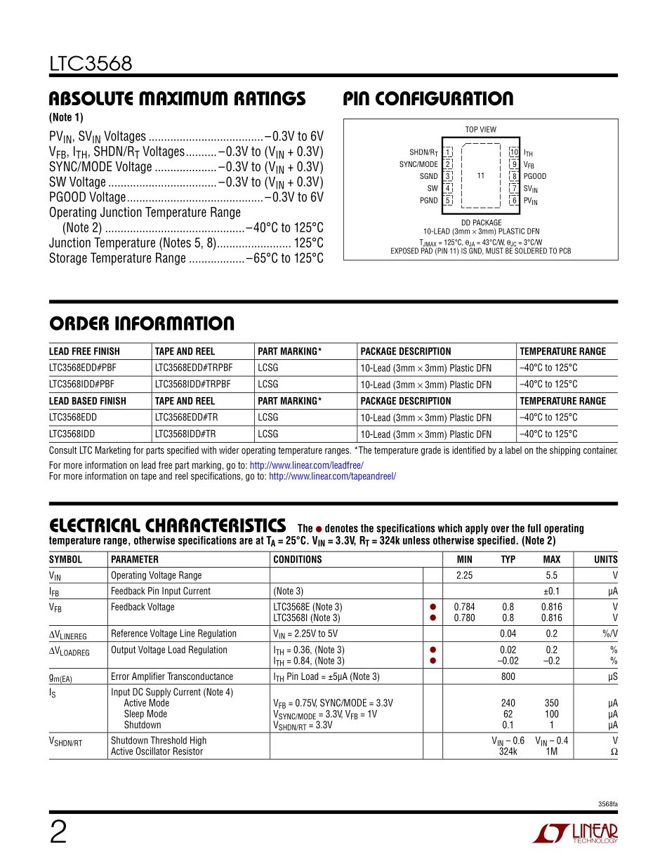 IC封装资料_电源管理芯片_LTC3568EDD_TRPBF.pdf_第2页