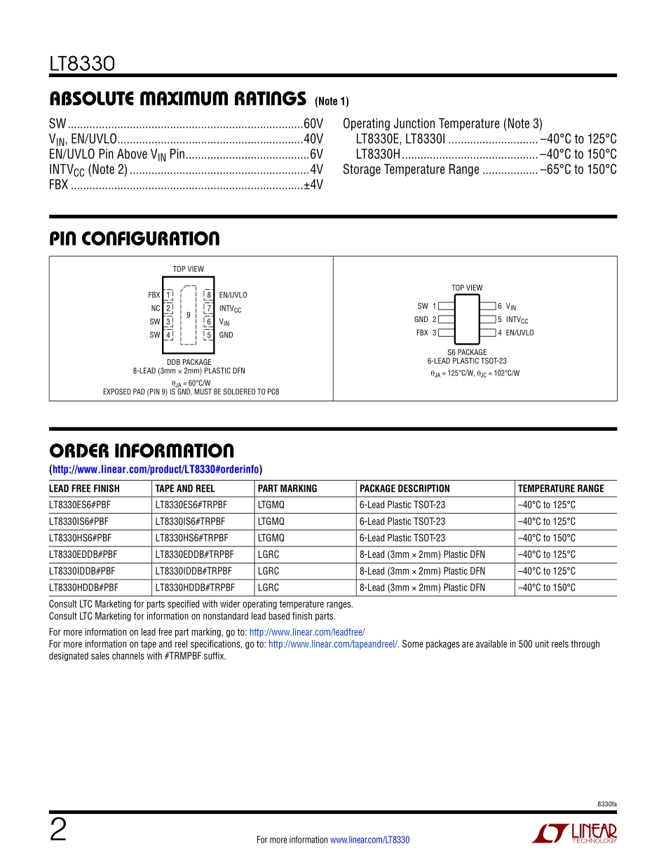 IC封装资料_电源管理芯片_LT8330IS6_TRMPBF.pdf_第2页