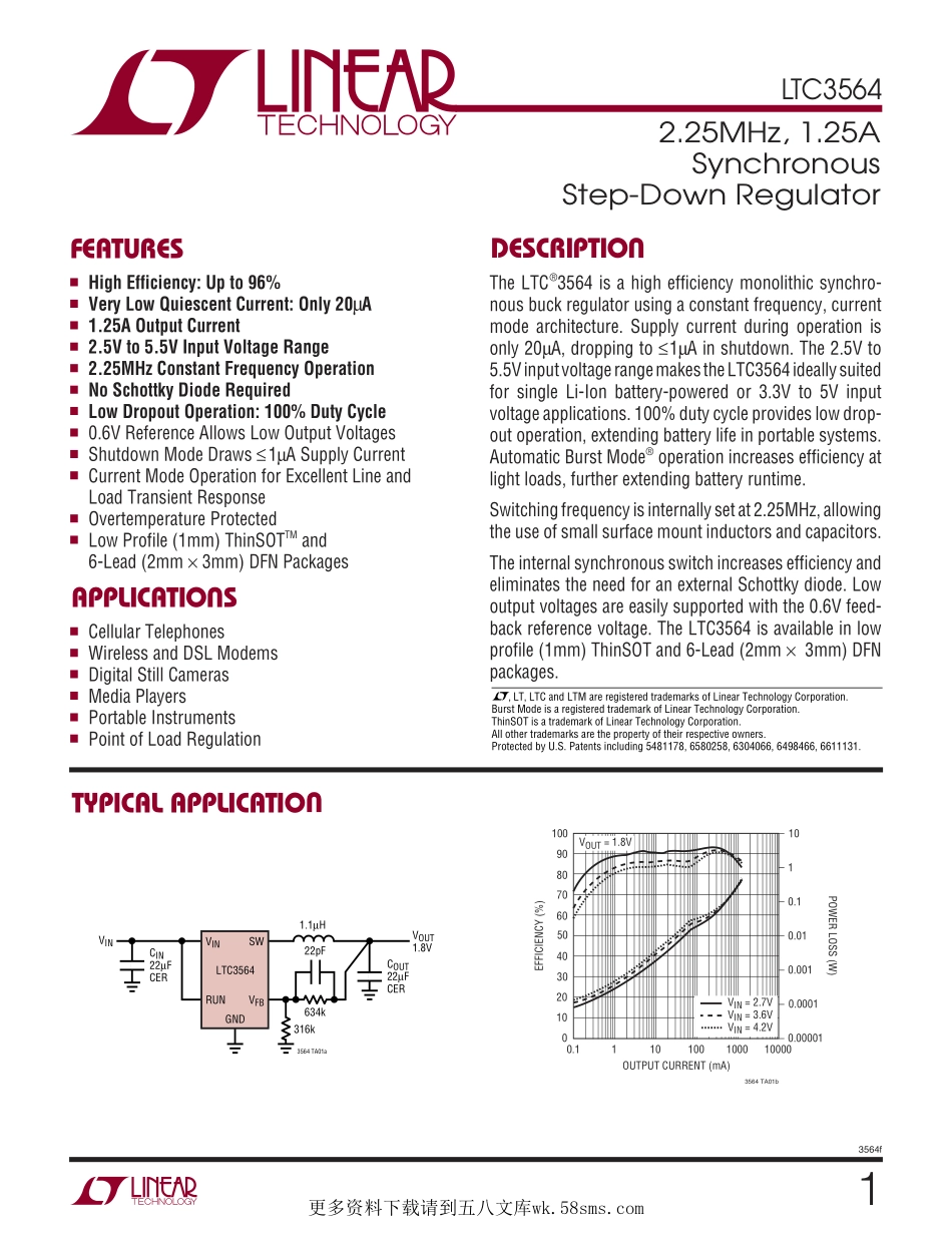 IC封装资料_电源管理芯片_LTC3564EDCB_TRPBF.pdf_第1页