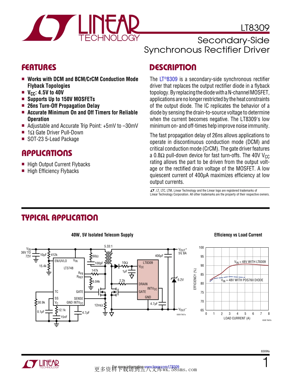IC封装资料_电源管理芯片_LT8309ES5_TRPBF.pdf_第1页