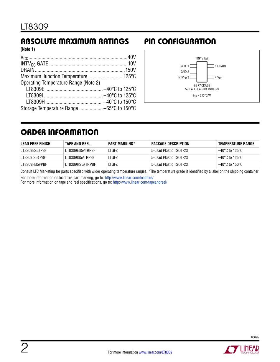 IC封装资料_电源管理芯片_LT8309ES5_TRPBF.pdf_第2页