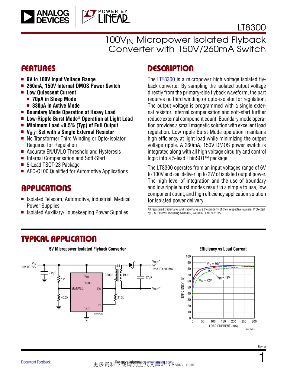 IC封装资料_电源管理芯片_LT8300ES5_TRPBF.pdf_第1页