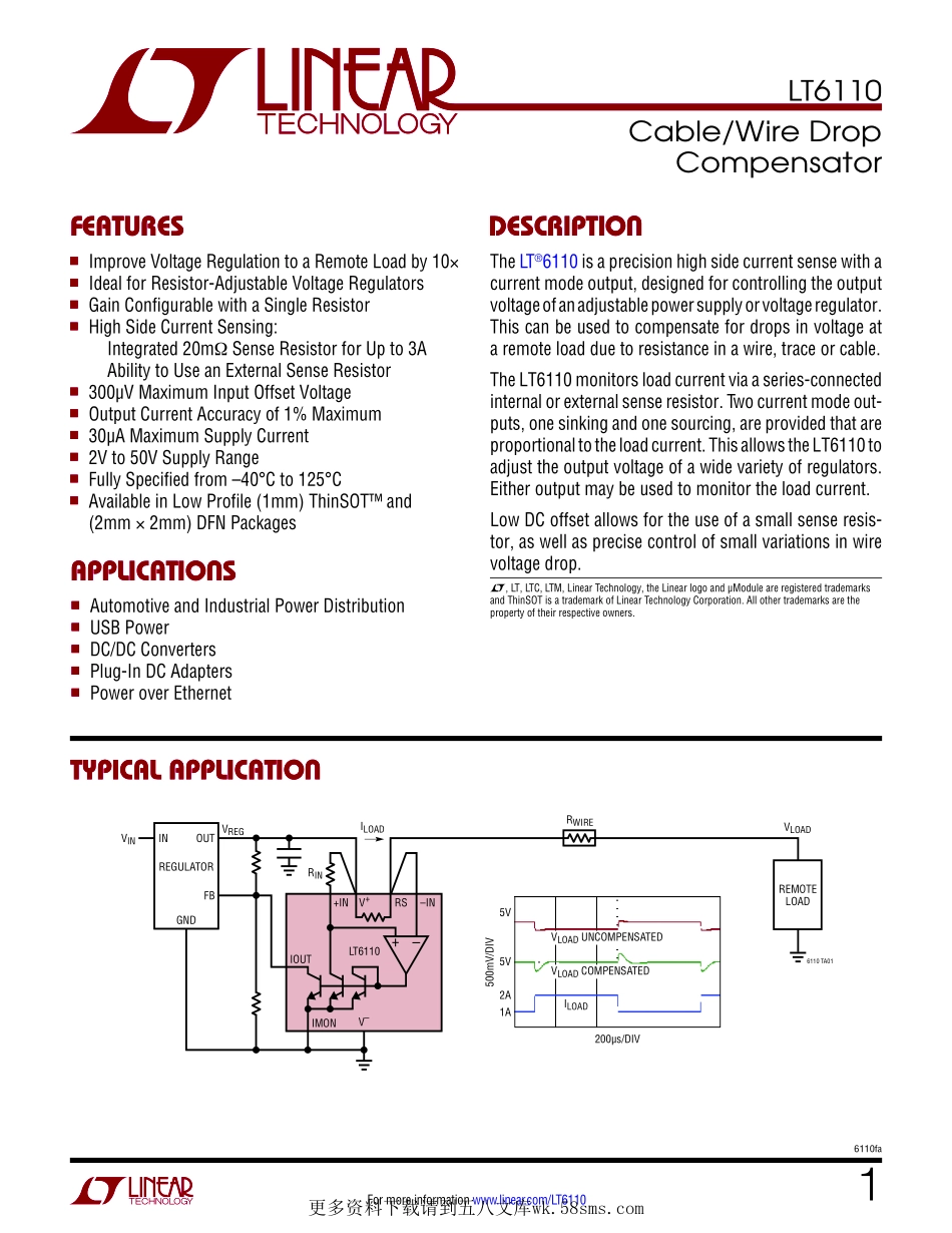 IC封装资料_电源管理芯片_LT6110HDC_TRMPBF.pdf_第1页