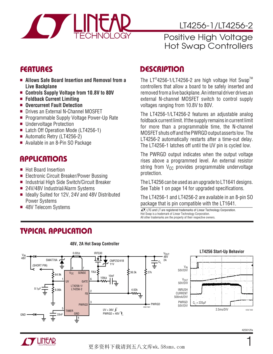 IC封装资料_电源管理芯片_LT4256-2IS8_TRPBF.pdf_第1页