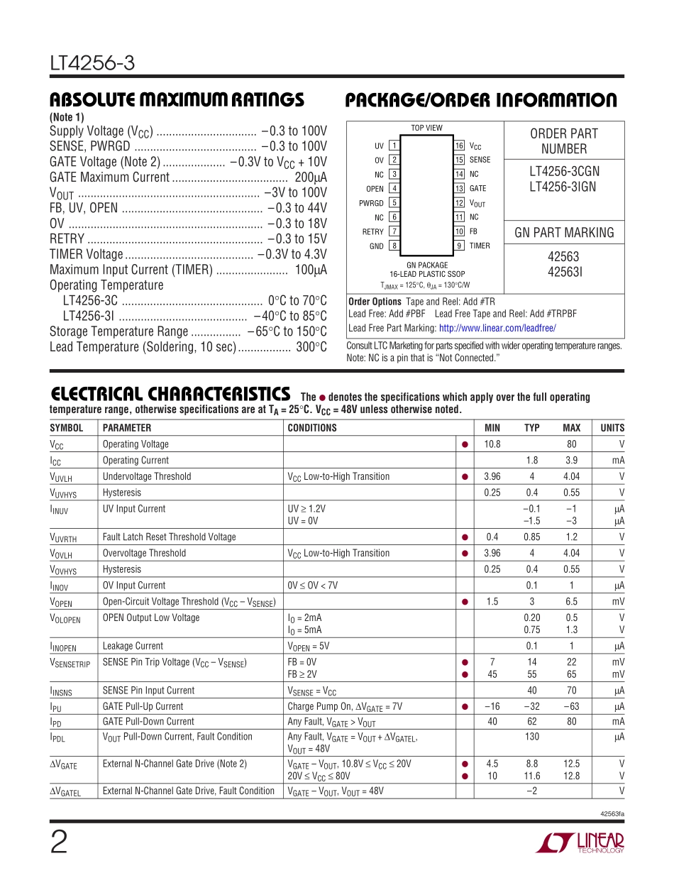 IC封装资料_电源管理芯片_LT4256-3IGN_PBF.pdf_第2页