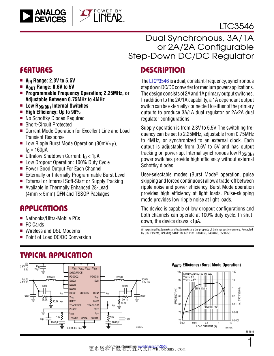 IC封装资料_电源管理芯片_LTC3546IFE_TRPBF.pdf_第1页