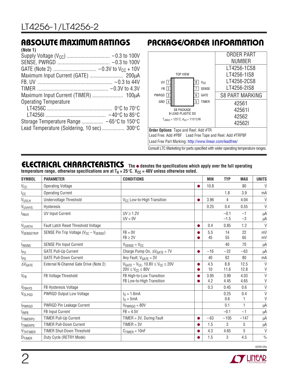 IC封装资料_电源管理芯片_LT4256-1CS8_TRPBF.pdf_第2页