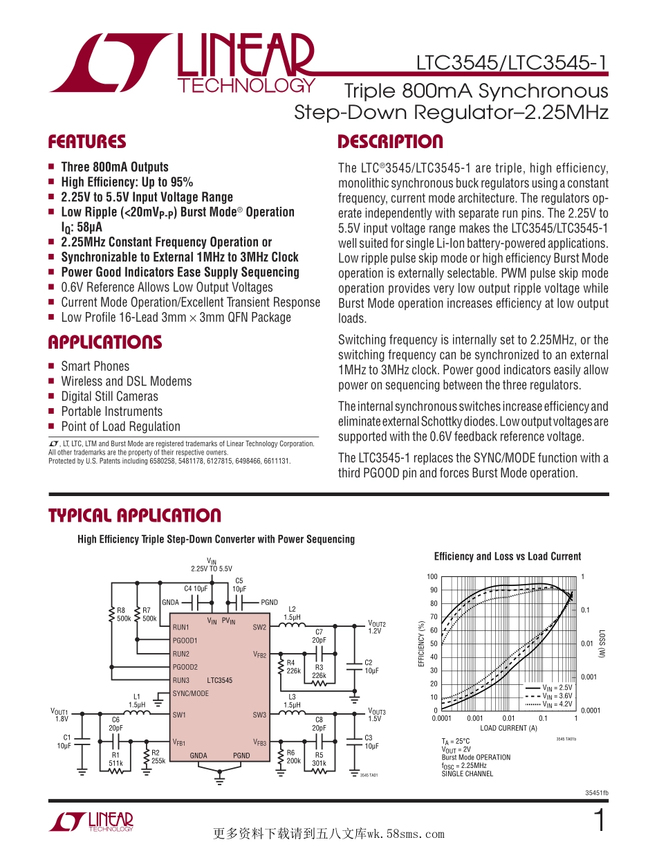 IC封装资料_电源管理芯片_LTC3545EUD-1_TRPBF.pdf_第1页