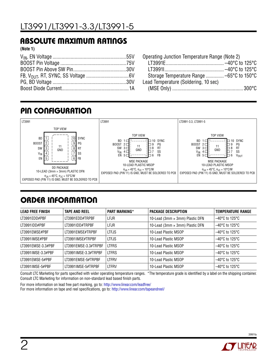 IC封装资料_电源管理芯片_LT3991EMSE_TRPBF.pdf_第2页