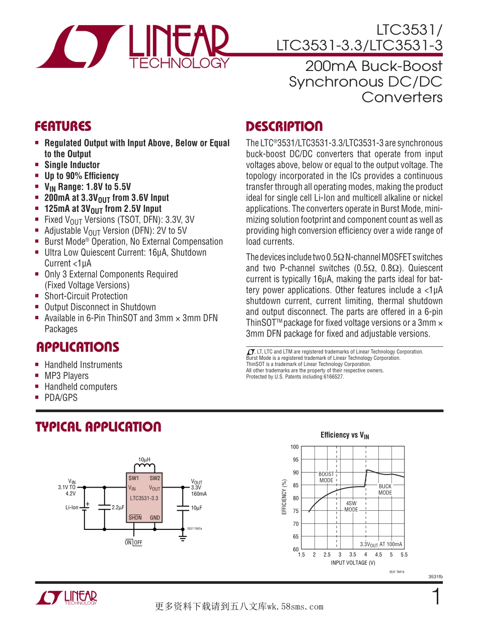 IC封装资料_电源管理芯片_LTC3531ES6-3.3_TRPBF.pdf_第1页