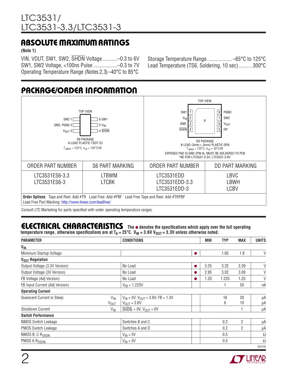 IC封装资料_电源管理芯片_LTC3531ES6-3.3_TRPBF.pdf_第2页