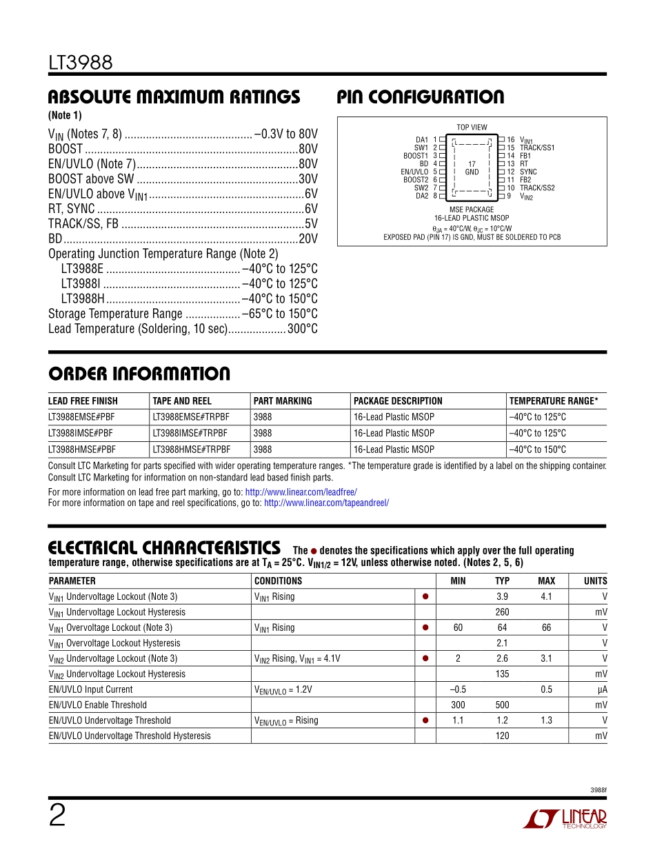 IC封装资料_电源管理芯片_LT3988IMSE_TRPBF.pdf_第2页