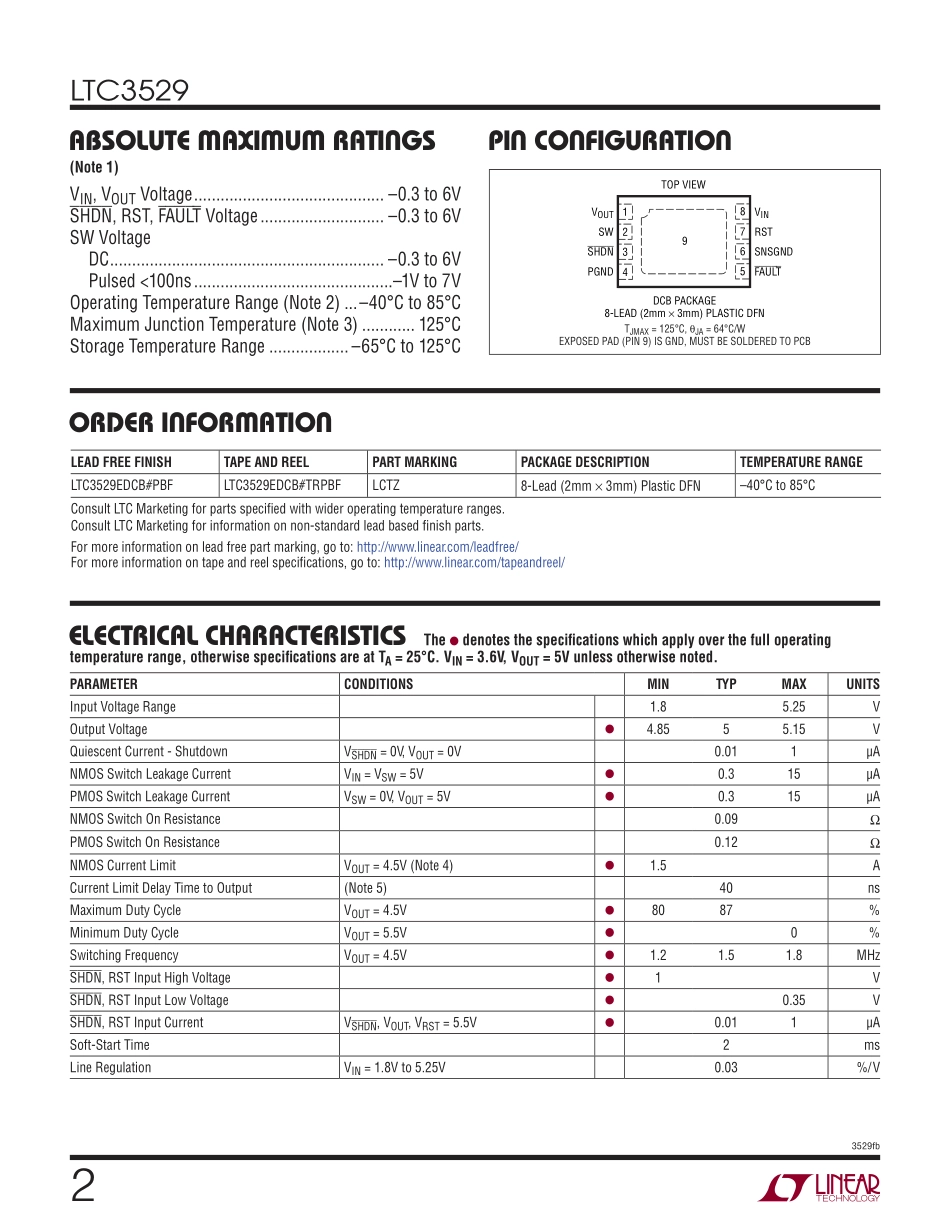 IC封装资料_电源管理芯片_LTC3529EDCB_TRPBF.pdf_第2页