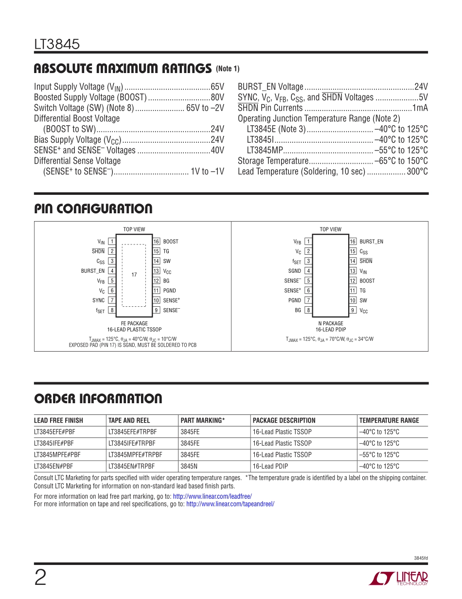 IC封装资料_电源管理芯片_LT3845IFE_PBF.pdf_第2页