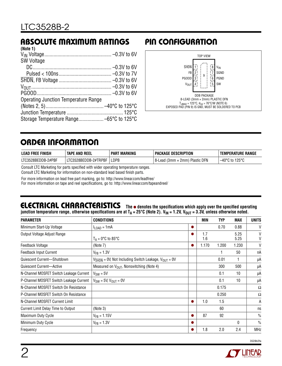 IC封装资料_电源管理芯片_LTC3528BEDDB-2_TRPBF.pdf_第2页