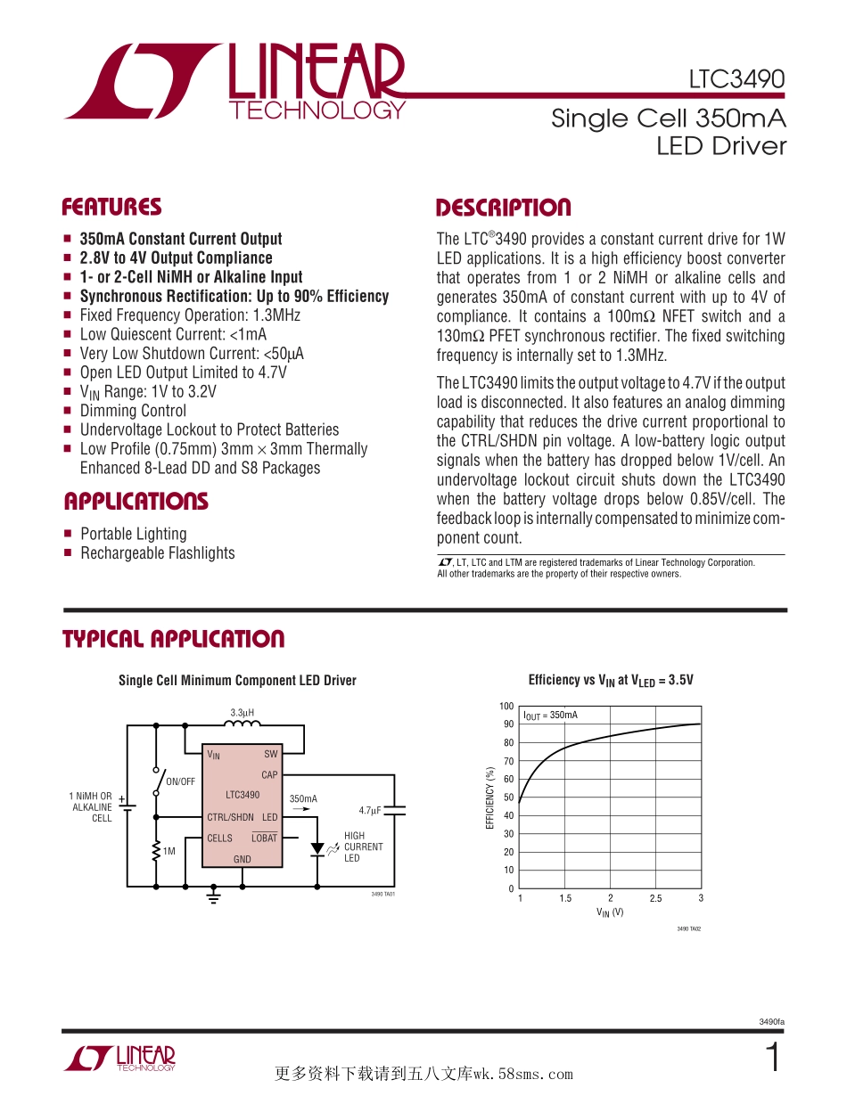 IC封装资料_电源管理芯片_LTC3490ES8_TRPBF.pdf_第1页