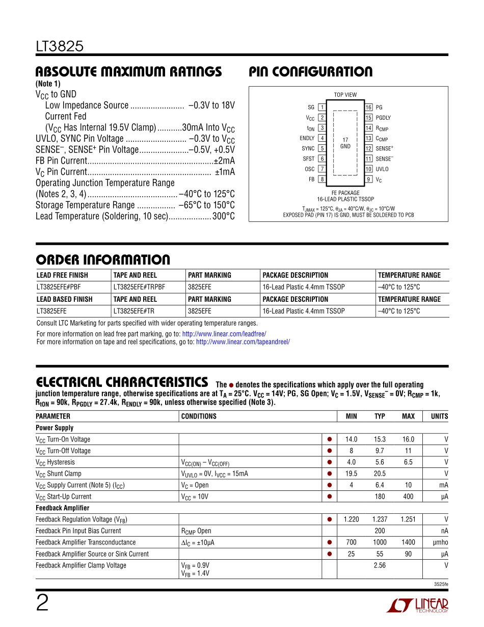 IC封装资料_电源管理芯片_LT3825EFE_TRPBF.pdf_第2页