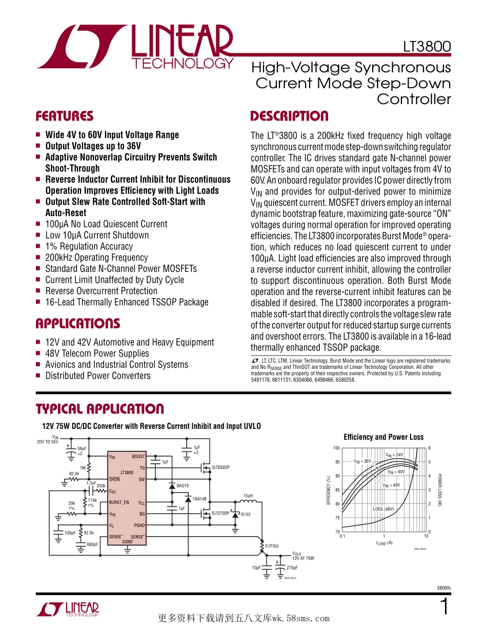 IC封装资料_电源管理芯片_LT3800EFE_TRPBF.pdf_第1页