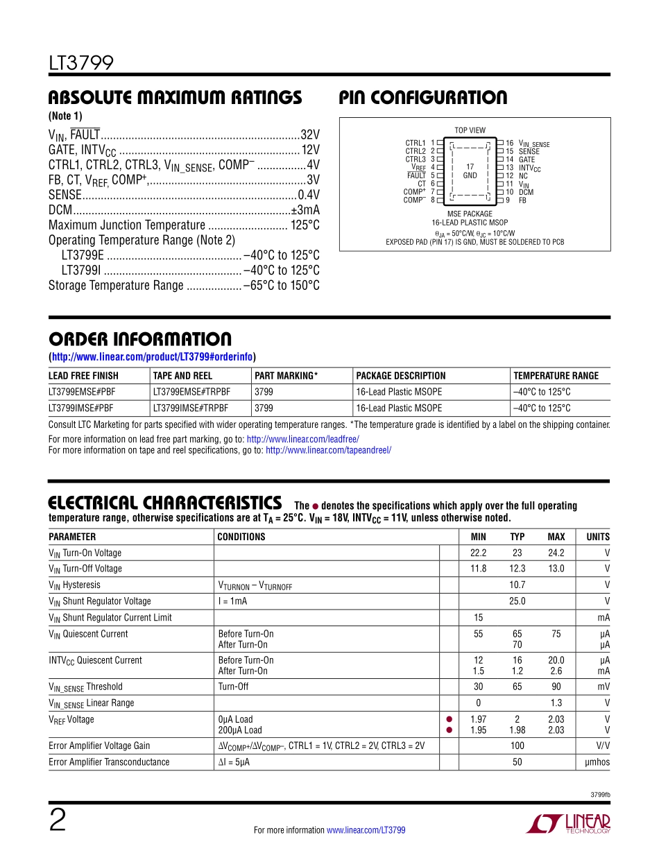 IC封装资料_电源管理芯片_LT3799EMSE_TRPBF.pdf_第2页