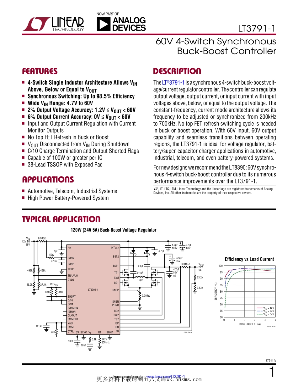 IC封装资料_电源管理芯片_LT3791IFE-1_TRPBF.pdf_第1页