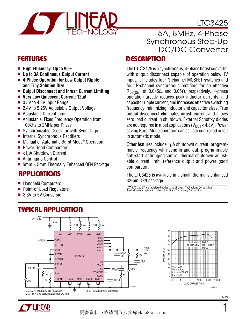 IC封装资料_电源管理芯片_LTC3425EUH_TRPBF.pdf_第1页