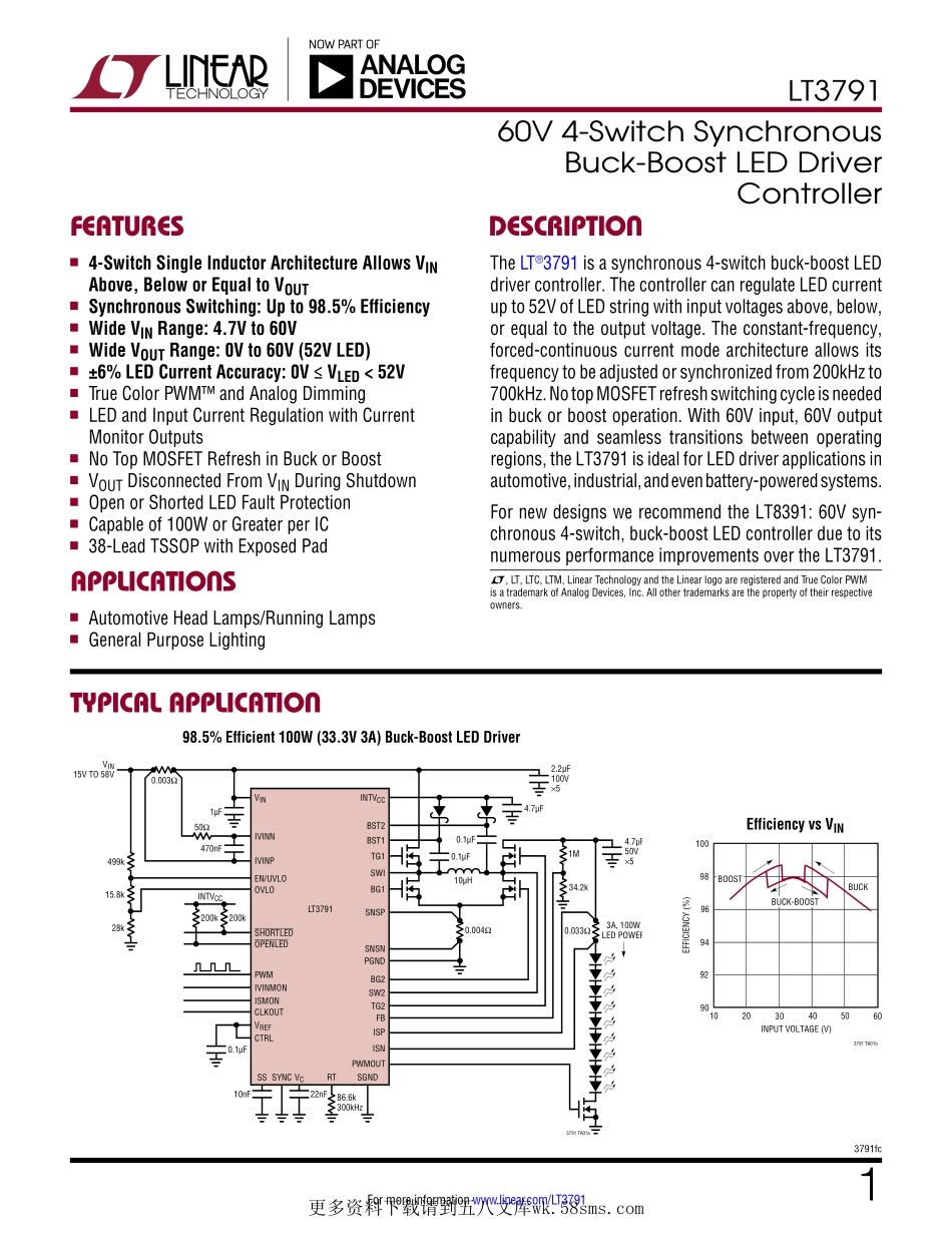 IC封装资料_电源管理芯片_LT3791IFE_PBF.pdf_第1页