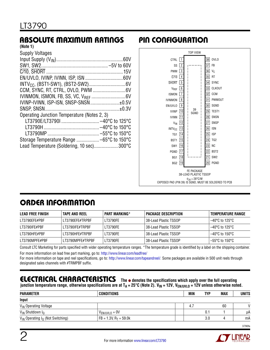 IC封装资料_电源管理芯片_LT3790EFE_PBF.pdf_第2页