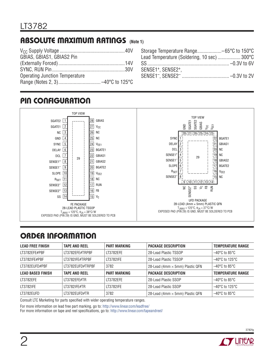 IC封装资料_电源管理芯片_LT3782EFE_TRPBF.pdf_第2页