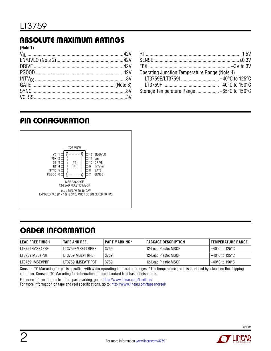 IC封装资料_电源管理芯片_LT3759HMSE_TRPBF.pdf_第2页