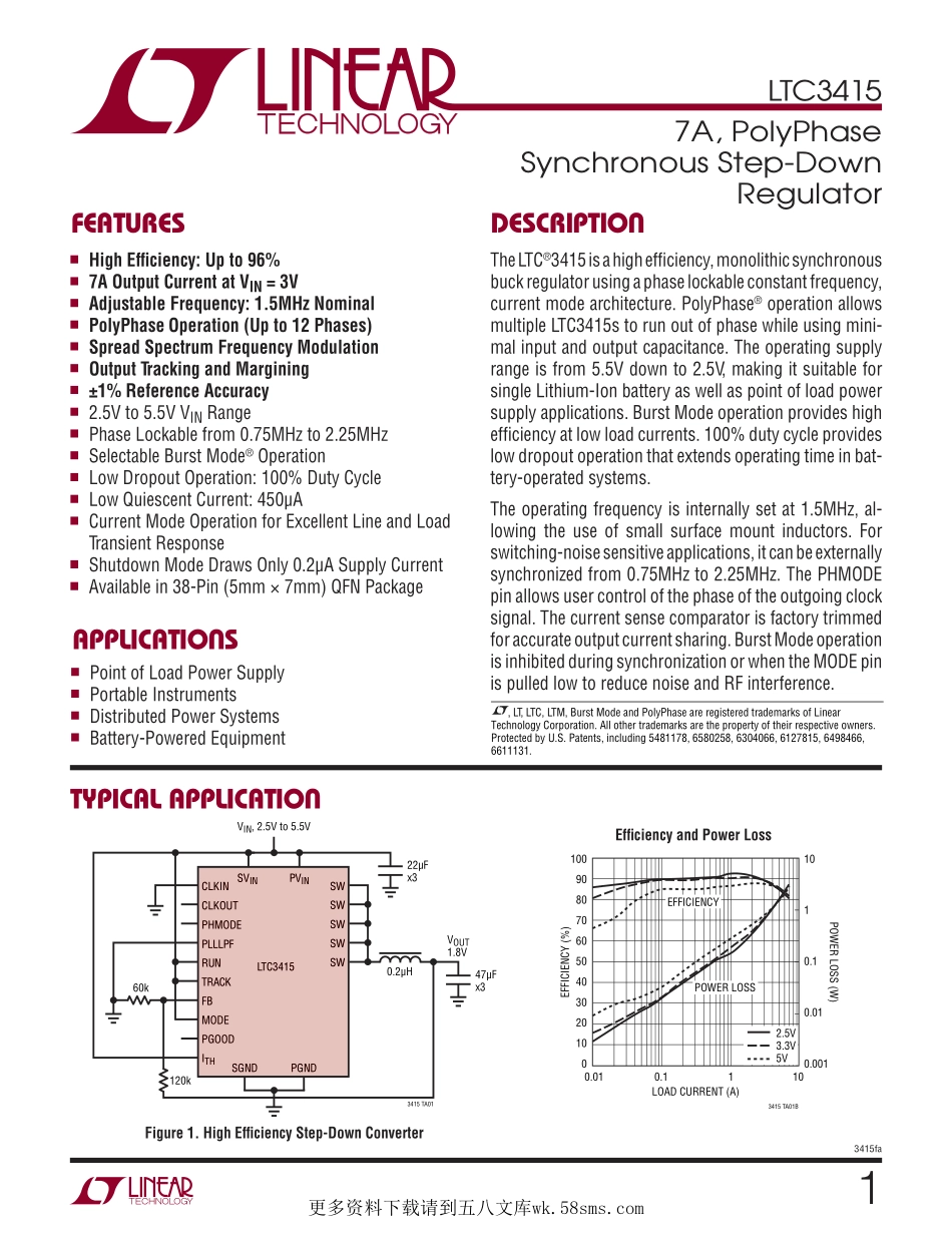 IC封装资料_电源管理芯片_LTC3415EUHF_TRPBF.pdf_第1页