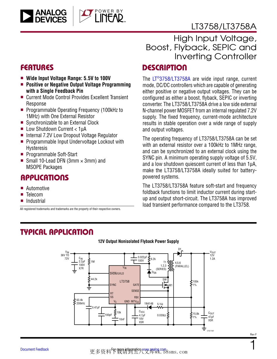 IC封装资料_电源管理芯片_LT3758AEDD_TRPBF.pdf_第1页