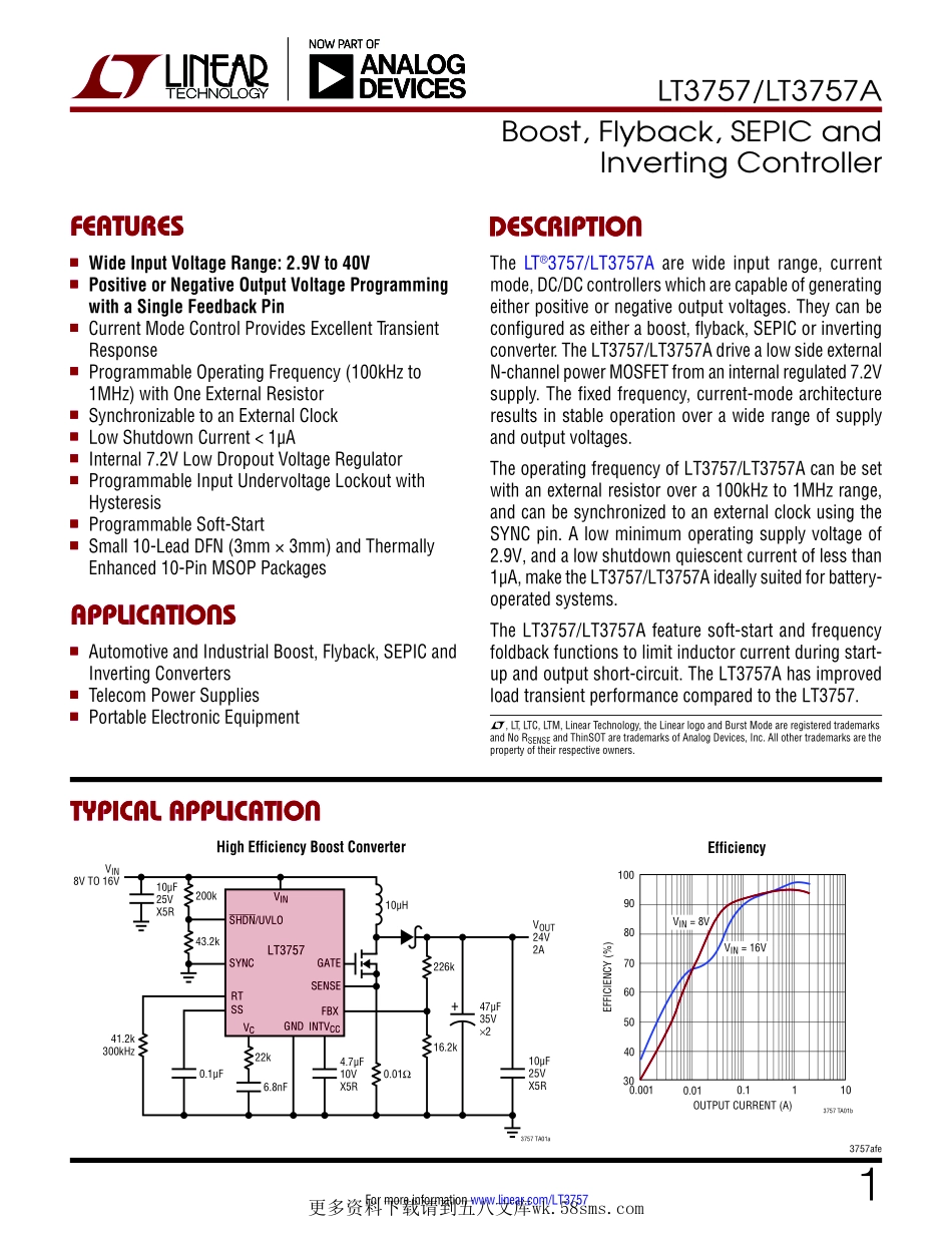 IC封装资料_电源管理芯片_LT3757EMSE_TRPBF.pdf_第1页