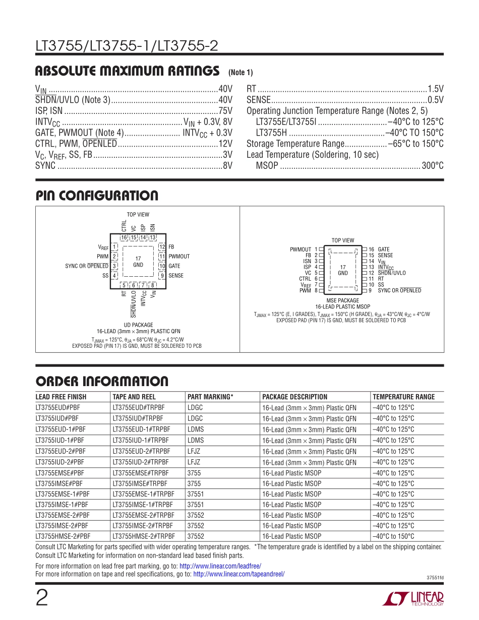 IC封装资料_电源管理芯片_LT3755IMSE-2_PBF.pdf_第2页