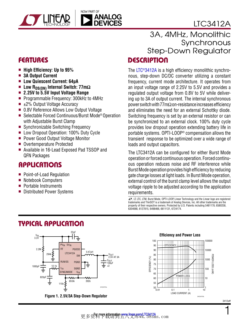 IC封装资料_电源管理芯片_LTC3412AEFE_PBF.pdf_第1页
