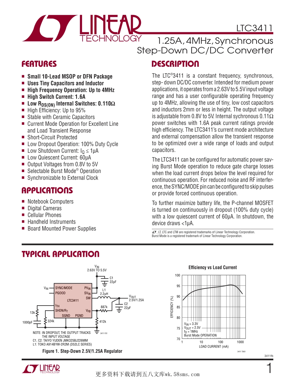 IC封装资料_电源管理芯片_LTC3411EMS_TRPBF.pdf_第1页