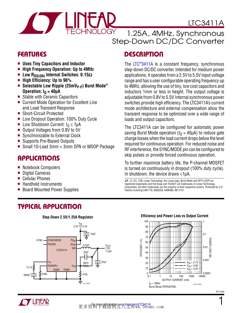 IC封装资料_电源管理芯片_LTC3411AEDD_TRPBF.pdf_第1页