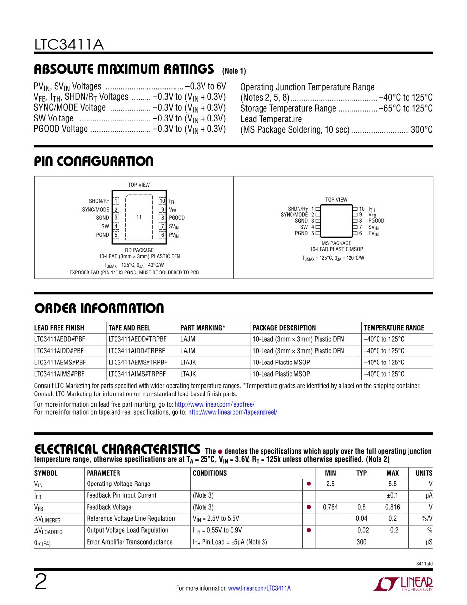 IC封装资料_电源管理芯片_LTC3411AEDD_TRPBF.pdf_第2页